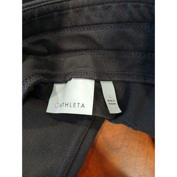 Athleta Womens Large Black Cropped Athletic Pants Stretch Ankle Drawstring Zip - Picture 7 of 11